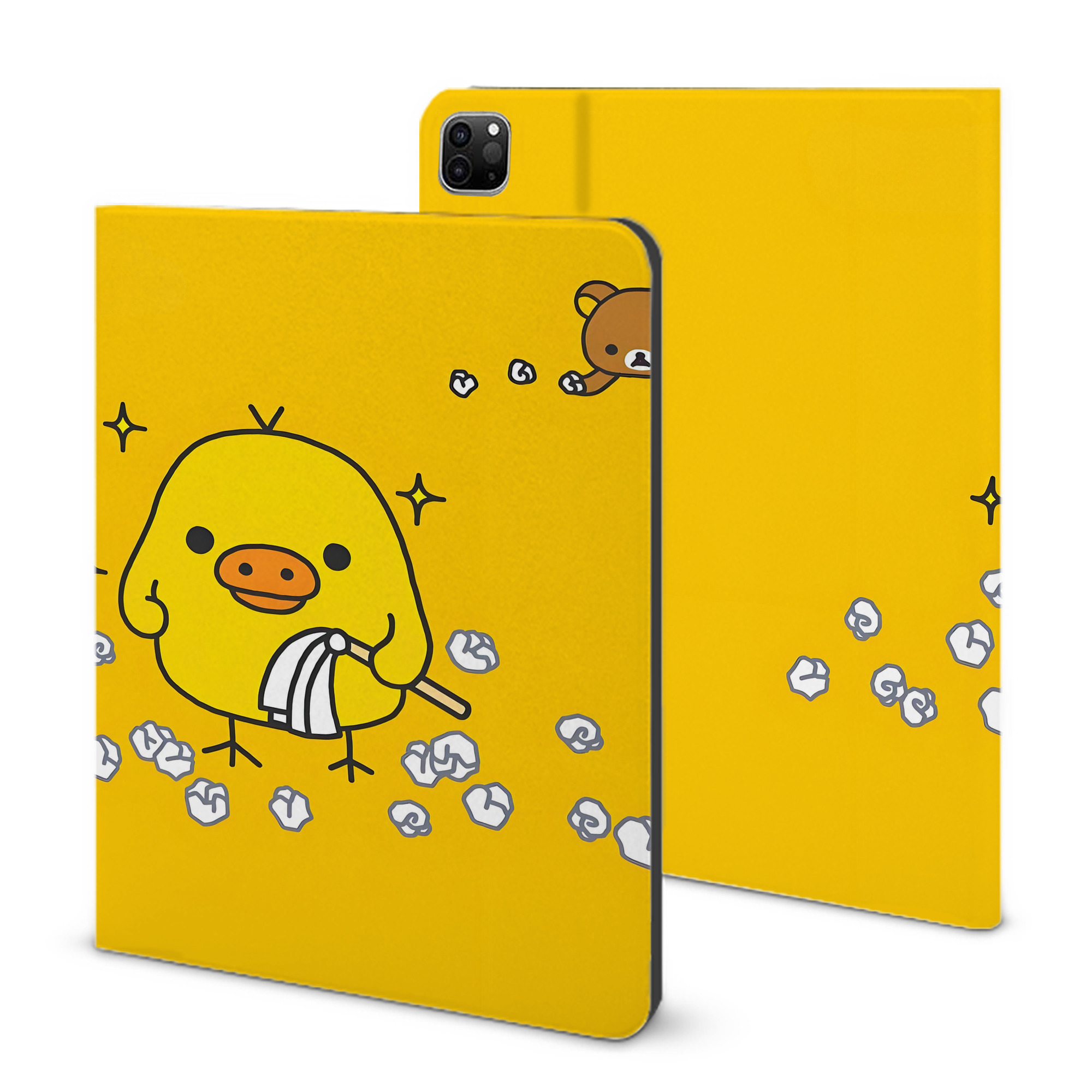 （画像用） リラックマ リラックマ キイロイトリ Rilakkuma Korilakkuma Kiiroitori IPad ケース ブック型 PUレザー TPU 耐衝撃 軽量 薄型 ペン収納なし 全面保護 IPad 各モデル対応